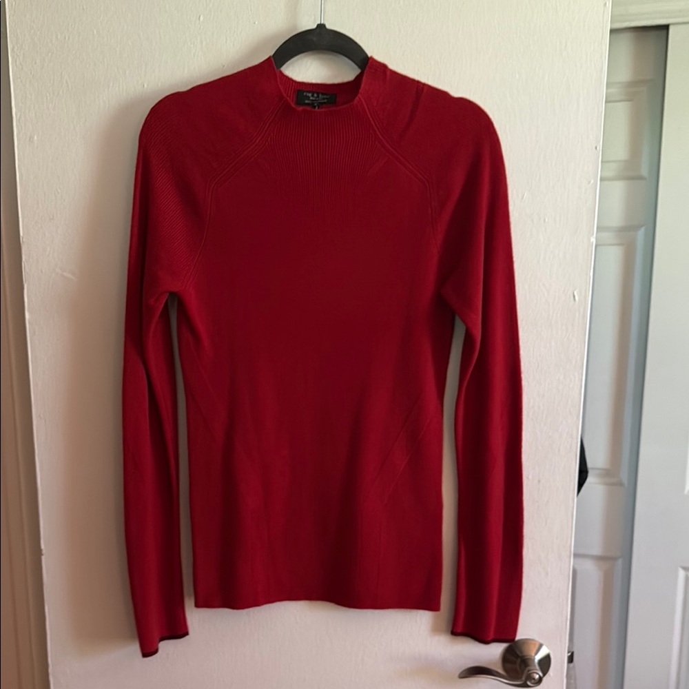 rag & bone Red Cowl Turtleneck Sweater
